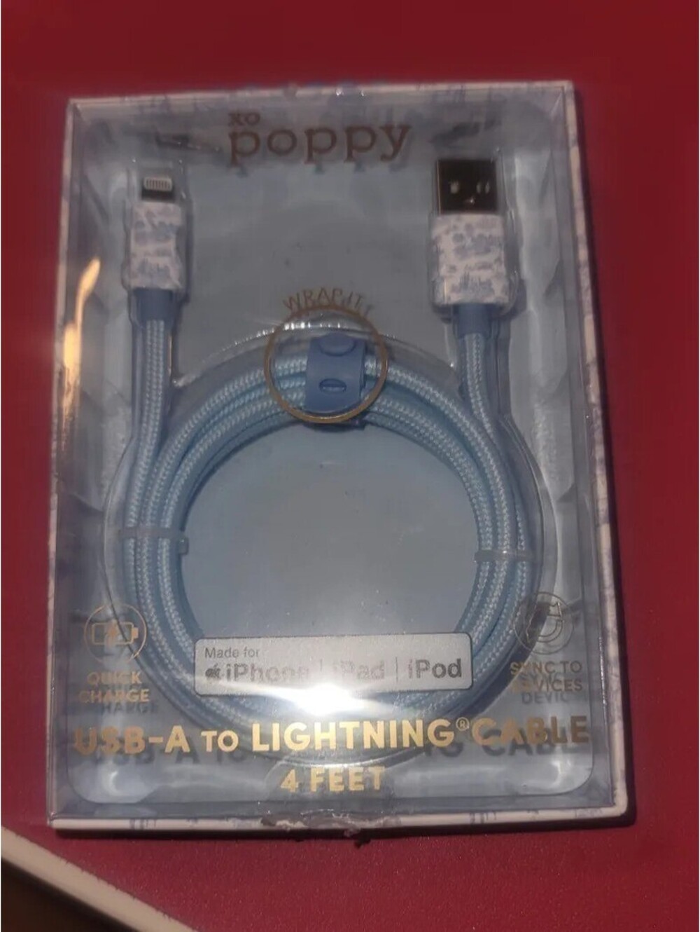 🔌 XO POPPY FASTCHARGER CABLE  BABY BLUE USB-A TO FAST CABLE 4 FEET🔌